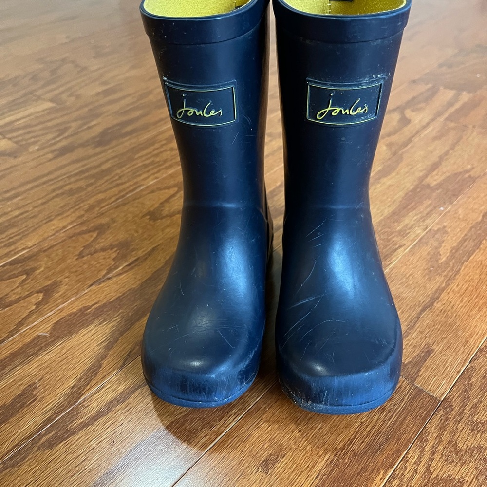 Joules Navy and Yellow Rain Boots Kids Toddler Size 9